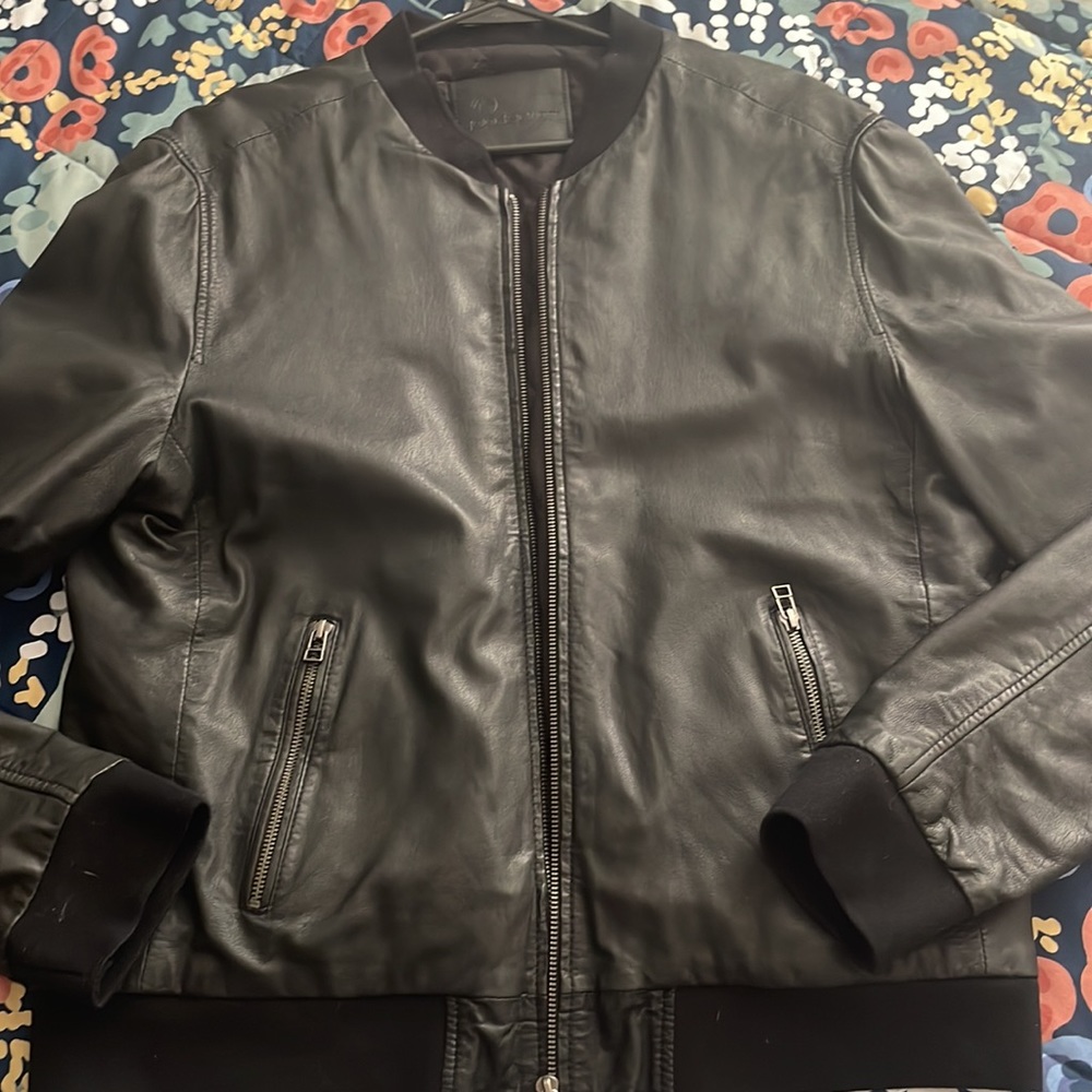 Goosecraft mens bomber leather jacket XL